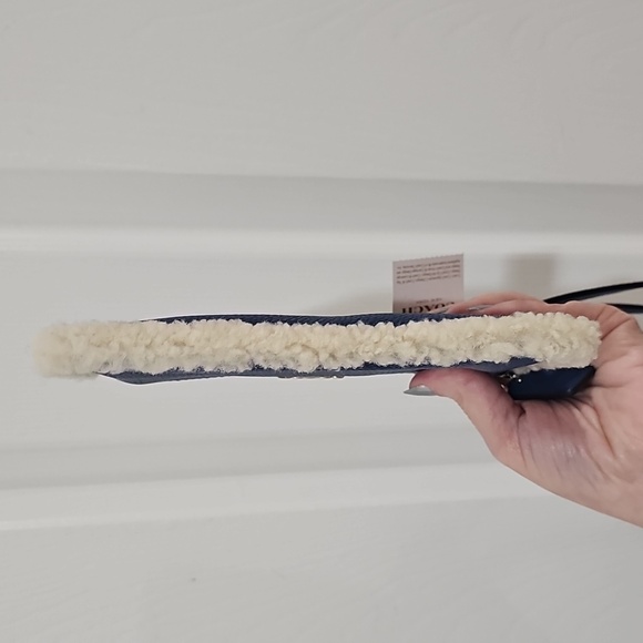 Coach Blue Wristlet with Shearling Trim - Picture 7 of 13